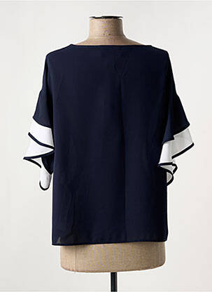Top tissage crêpe manches 3/4 bleu JOSEPH RIBKOFF femme