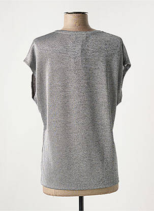 T-shirt sérigraphie avec strass manches courtes gris EVA KAYAN femme