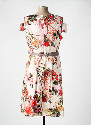 Robe mi-longue imprimé fleurs sans manche beige COMMA, femme