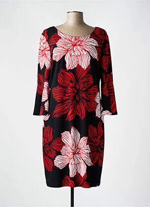 Robe mi-longue imprimé fleurs manches longues noir FRANK LYMAN femme