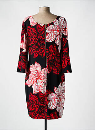 Robe mi-longue imprimé fleurs manches longues noir FRANK LYMAN femme