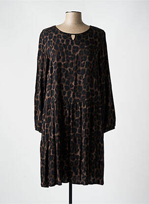 Robe mi-longue imprimé fantaisie manches longues marron GERRY WEBER femme