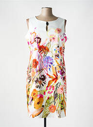 Robe mi-longue imprimé fleurs sans manche blanc DIVAS femme