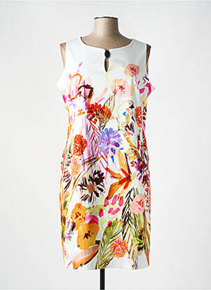 Robe mi-longue imprimé fleurs sans manche blanc DIVAS femme