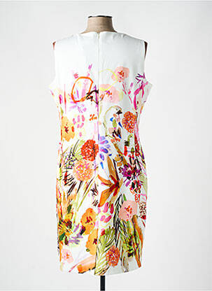 Robe mi-longue imprimé fleurs sans manche blanc DIVAS femme