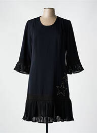 Robe mi-longue manches 3/4 manches 3/4 noir POUPEE CHIC femme