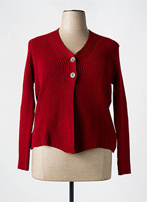 Gilet manches longues fermeture boutonnée sur le devant rouge I.ODENA femme