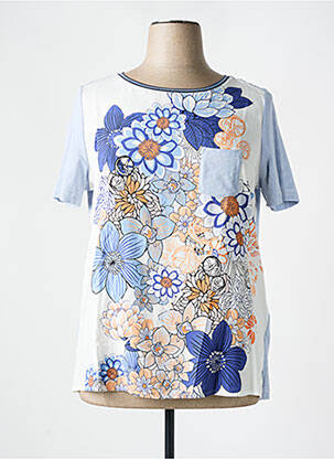 Top imprimé fantaisie manches courtes bleu SAMOON femme
