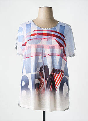T-shirt imprimé fantaisie manches courtes bleu SAMOON femme