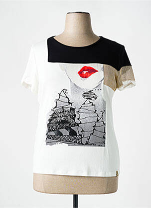T-shirt sérigraphie manches courtes blanc PAZ TORRAS femme
