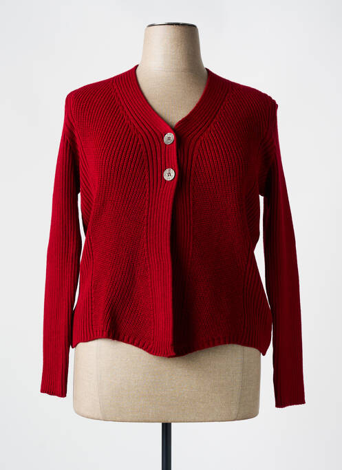 Gilet manches longues rouge I.ODENA pour femme