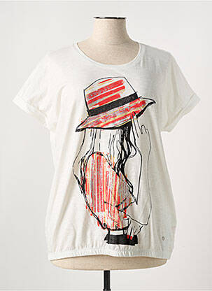 T-shirt sérigraphie manches courtes blanc SAMOON femme