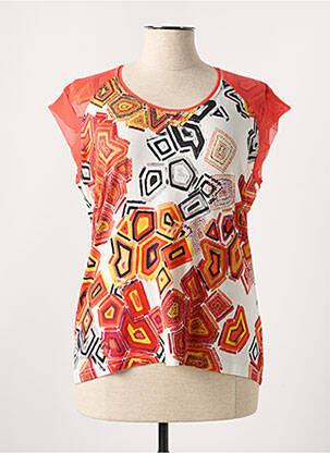 T-shirt imprimé fantaisie manches courtes orange I.ODENA femme