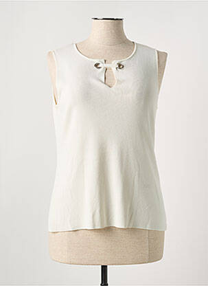Pull coupe cintrée sans manche beige TRIPODE femme