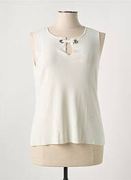 Pull coupe cintrée sans manche beige TRIPODE femme