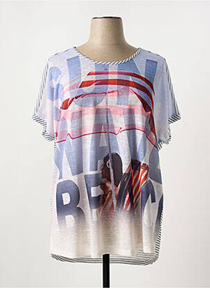 T-shirt coupe droite manches courtes bleu SAMOON femme