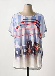T-shirt coupe droite manches courtes bleu SAMOON femme