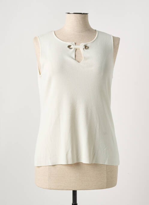 Pull coupe cintrée sans manche beige TRIPODE femme
