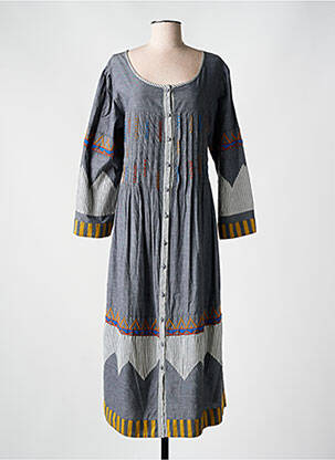 Robe longue coupe évasée manches 3/4 gris RHUM RAISIN femme