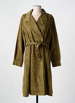 Trench coupe cintrée sans capuche vert ORIENTIQUE NATURALLY femme