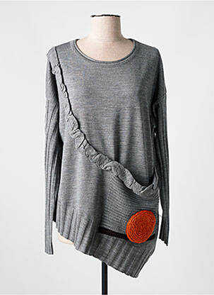 Pull col rond manches longues gris BIZE femme