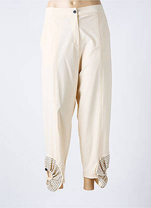Pantalon 7/8 tissage popeline taille normale beige BIZE femme