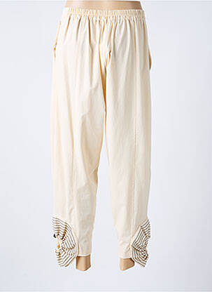 Pantalon 7/8 tissage popeline taille normale beige BIZE femme