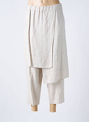 Pantalon 7/8 tissage popeline taille normale beige KEDZIOREK femme