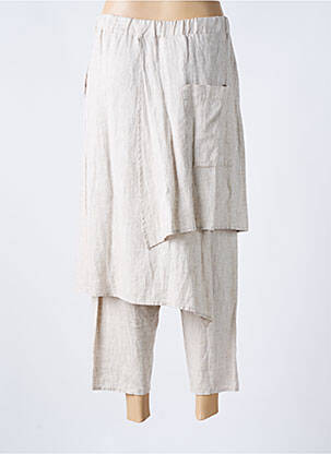 Pantalon 7/8 tissage popeline taille normale beige KEDZIOREK femme