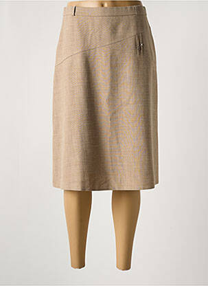 Jupe mi-longue coupe droite beige ANNE KELLY femme
