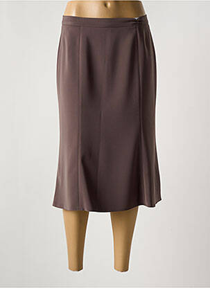 Jupe mi-longue doublure textile marron ANNE KELLY femme