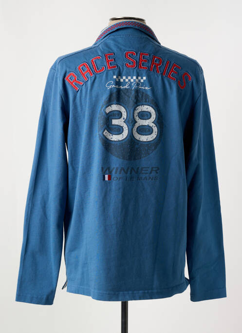 Polo manches longues manches longues bleu DELAHAYE homme