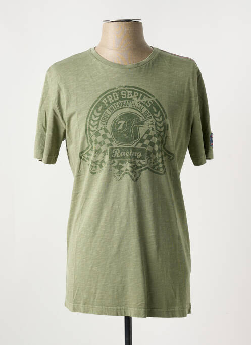 T-shirt stretch manches courtes vert DELAHAYE homme