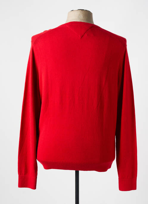 Pull col v manches longues rouge TOMMY HILFIGER homme