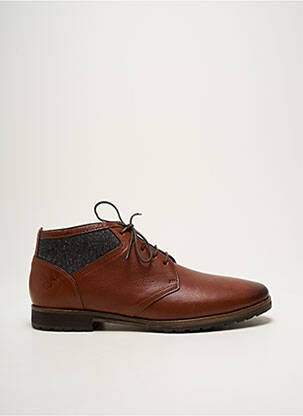 Bottines/boots tissage satiné talon bas marron KOST homme