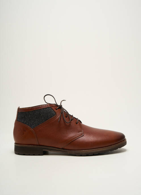 Bottines/boots tissage satiné talon bas marron KOST homme