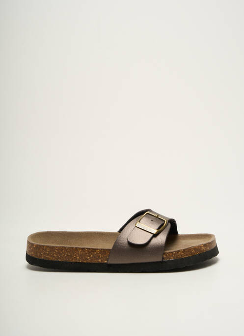 Mules/sabots tissage satiné bout ouvert marron CASSIS fille