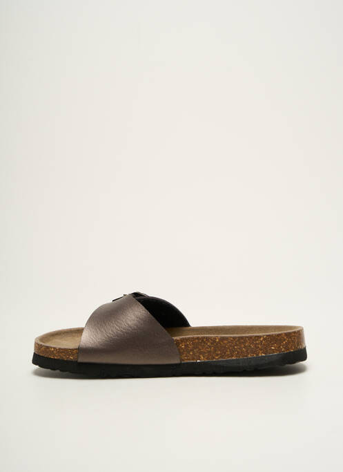 Mules/sabots tissage satiné bout ouvert marron CASSIS fille