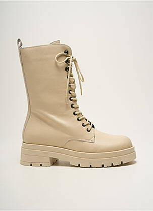 Bottines/boots fermeture zip et lacets talon de 4 à 6cm beige EMMA femme