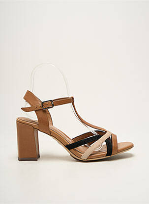 Sandales/nu pieds matière lisse talon de 7 à 9cm marron TAMARIS femme