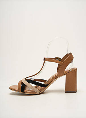Sandales/nu pieds matière lisse talon de 7 à 9cm marron TAMARIS femme