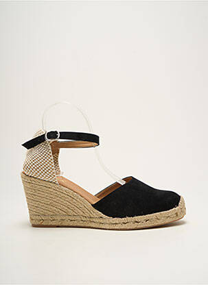Espadrilles nubuck talon de 7 à 9cm noir EMMA femme