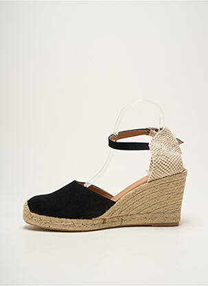 Espadrilles nubuck talon de 7 à 9cm noir EMMA femme