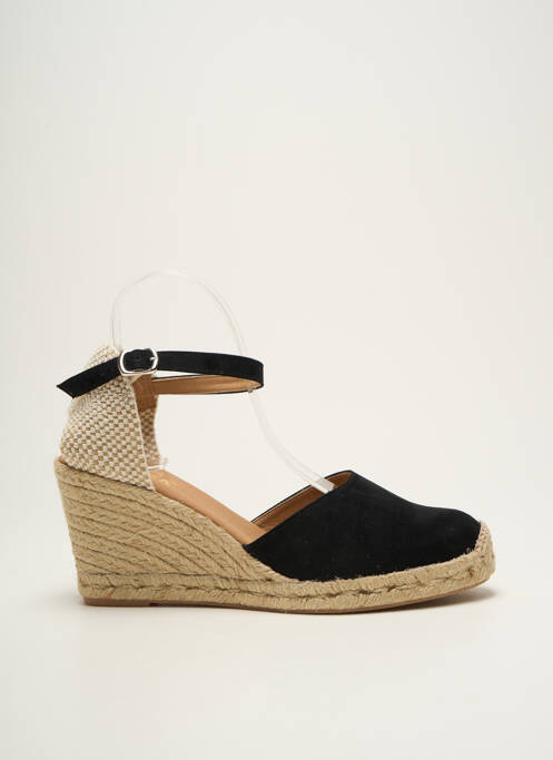 Espadrilles nubuck talon de 7 à 9cm noir EMMA femme