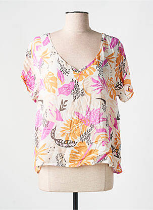 Blouse tissage popeline manches courtes orange SUN VALLEY femme