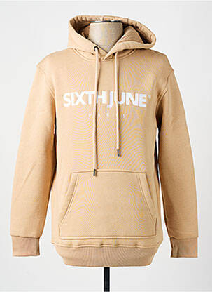 Sweat-shirt à capuche tissage jersey manches longues marron SIXTH JUNE homme