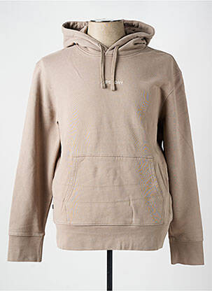 Sweat-shirt à capuche tissage jersey manches longues beige SUPERDRY homme