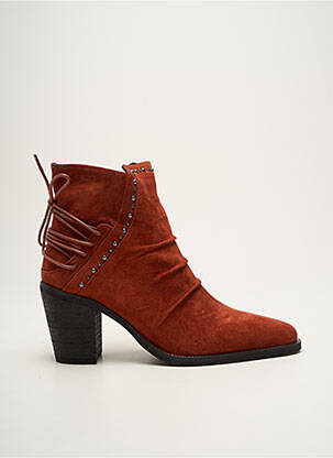 Bottines/boots tissage satiné talon de 7 à 9cm orange REGARD femme