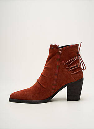 Bottines/boots tissage satiné talon de 7 à 9cm orange REGARD femme
