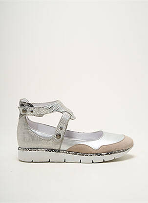 Ballerines fermeture scratch talon plat jusqu'à 3cm argent REGARD femme